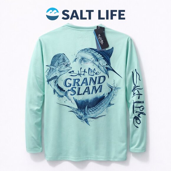 Salt Life SLX Grand Slam Performance Shirt XL Mint Green Fishing Long Sleeve NWT - Picture 2 of 13